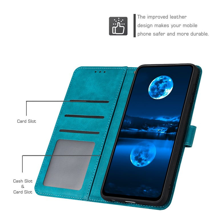 For Motorola Moto G35 5G Case Flip Stand PU Leather Wallet Phone Cover Calf Texture - Green