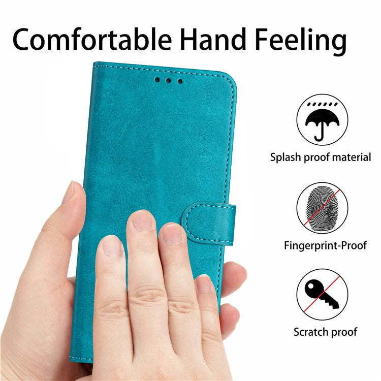 For Motorola Moto G35 5G Case Flip Stand PU Leather Wallet Phone Cover Calf Texture - Green