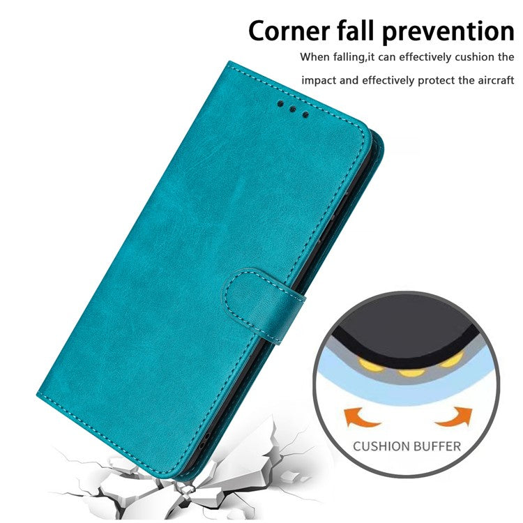 For Motorola Moto G35 5G Case Flip Stand PU Leather Wallet Phone Cover Calf Texture - Green
