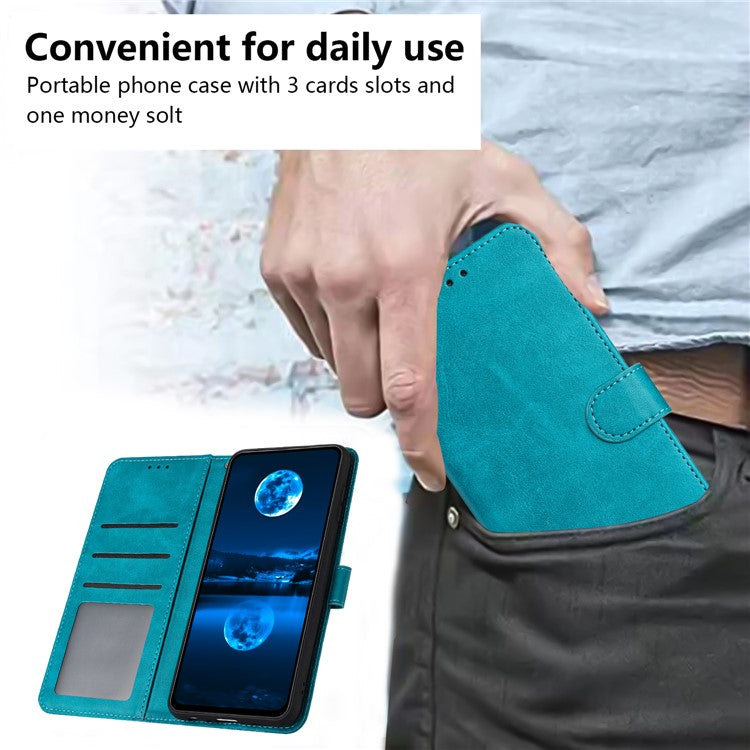 For Motorola Moto G35 5G Case Flip Stand PU Leather Wallet Phone Cover Calf Texture - Green