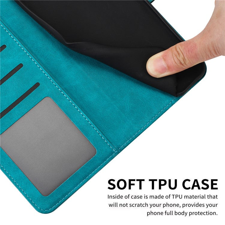 For Motorola Moto G35 5G Case Flip Stand PU Leather Wallet Phone Cover Calf Texture - Green
