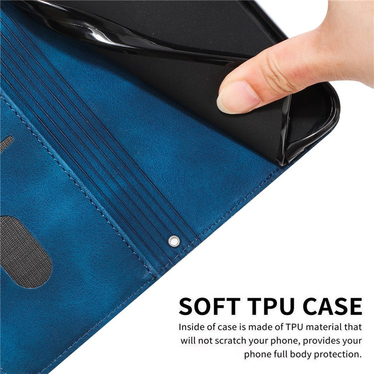 For Motorola Moto G35 5G Case Handbag Imprinted Triangle Leather Phone Cover - Sapphire