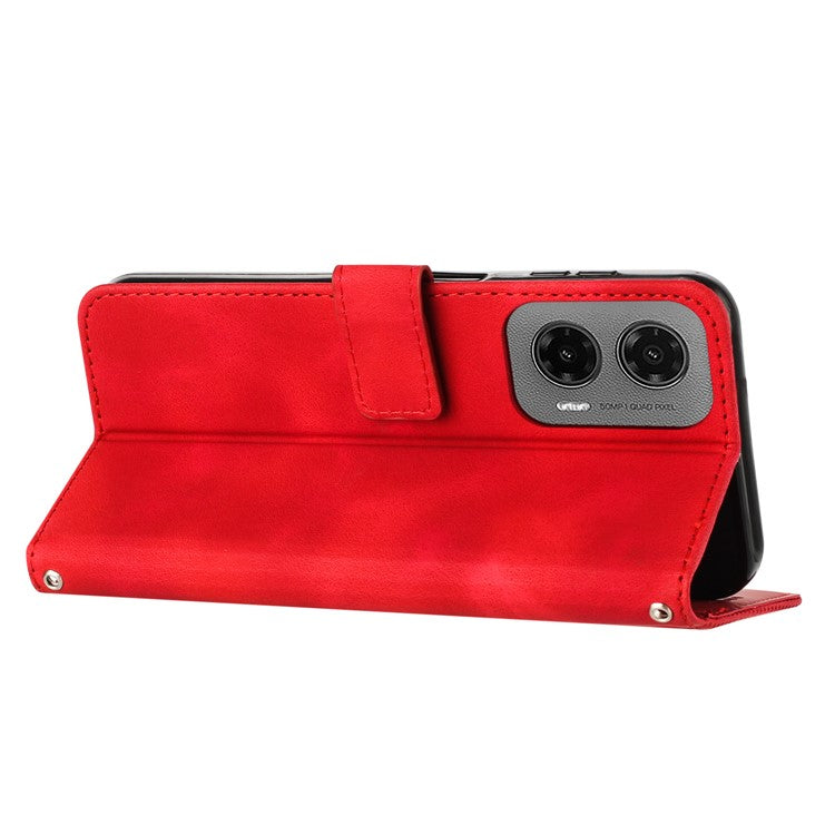For Motorola Moto G35 5G Case Handbag Imprinted Triangle Leather Phone Cover - Red