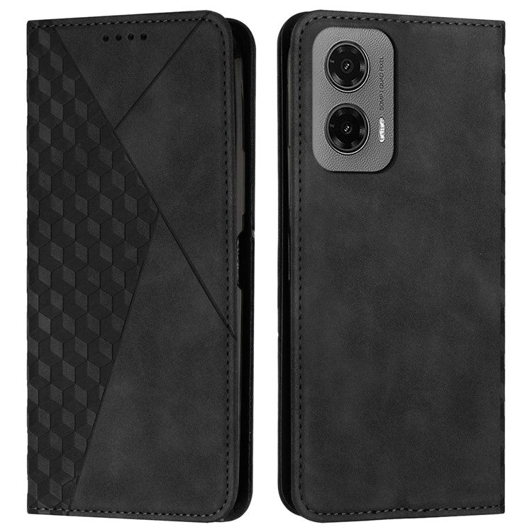 For Motorola Moto G35 5G Phone Cover Imprinted PU Leather Wallet Stand Case - Black