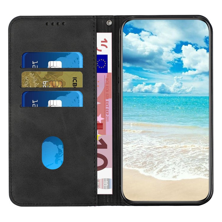 For Motorola Moto G35 5G Phone Cover Imprinted PU Leather Wallet Stand Case - Black