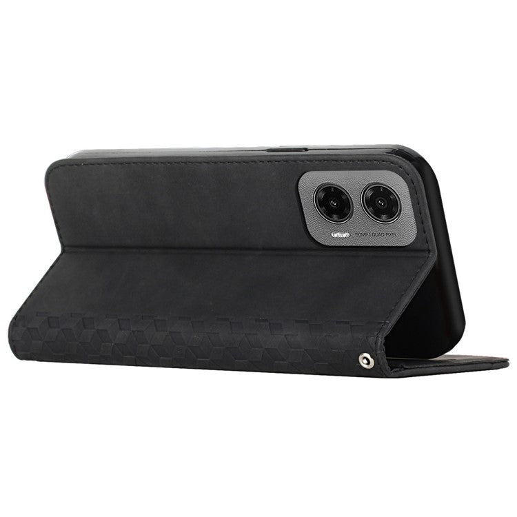 For Motorola Moto G35 5G Phone Cover Imprinted PU Leather Wallet Stand Case - Black