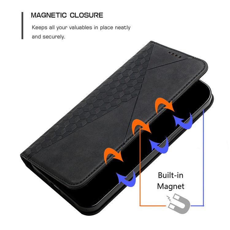 For Motorola Moto G35 5G Phone Cover Imprinted PU Leather Wallet Stand Case - Black