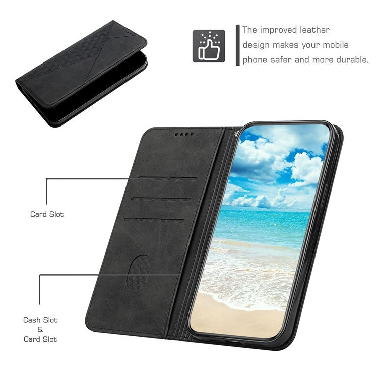 For Motorola Moto G35 5G Phone Cover Imprinted PU Leather Wallet Stand Case - Black