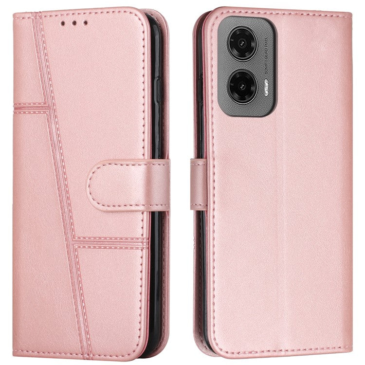 For Motorola Moto G35 5G Case Stand Flip Protective Leather Phone Cover - Rose Gold