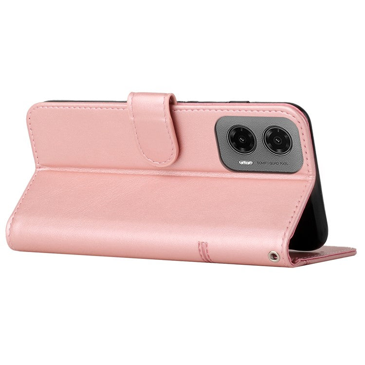 For Motorola Moto G35 5G Case Stand Flip Protective Leather Phone Cover - Rose Gold