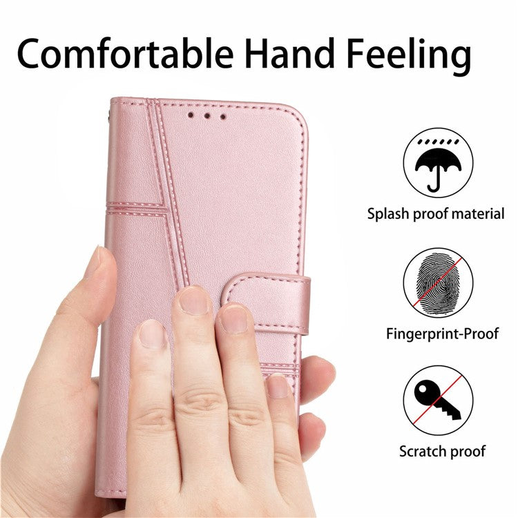 For Motorola Moto G35 5G Case Stand Flip Protective Leather Phone Cover - Rose Gold