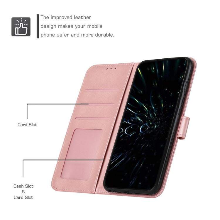 For Motorola Moto G35 5G Case Stand Flip Protective Leather Phone Cover - Rose Gold