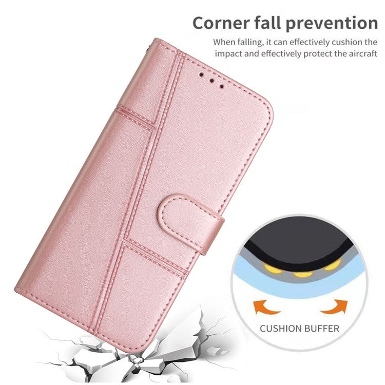 For Motorola Moto G35 5G Case Stand Flip Protective Leather Phone Cover - Rose Gold