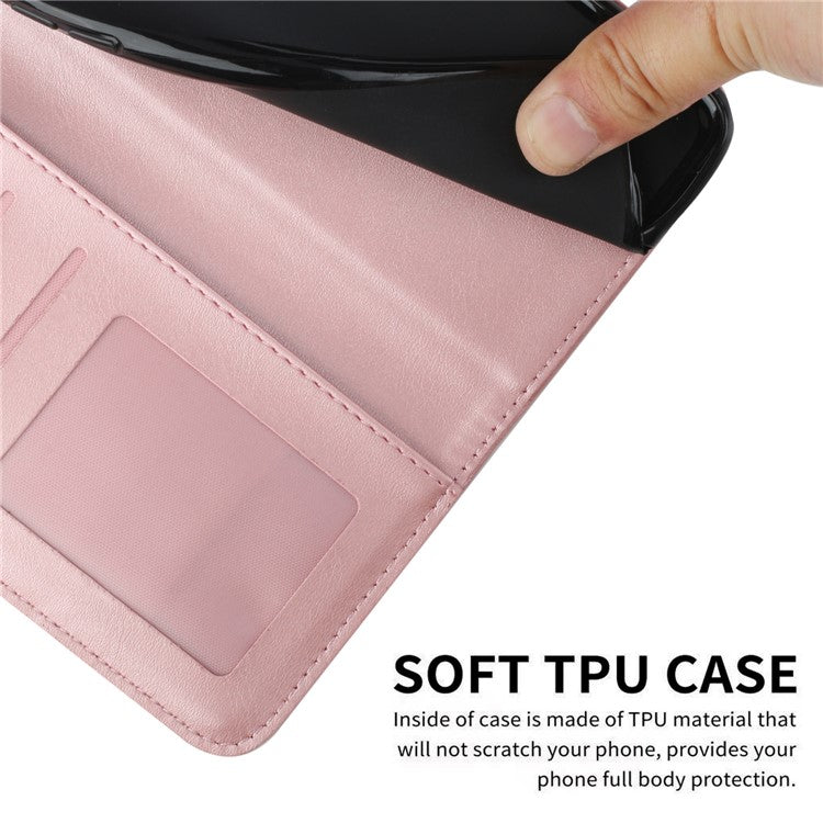 For Motorola Moto G35 5G Case Stand Flip Protective Leather Phone Cover - Rose Gold