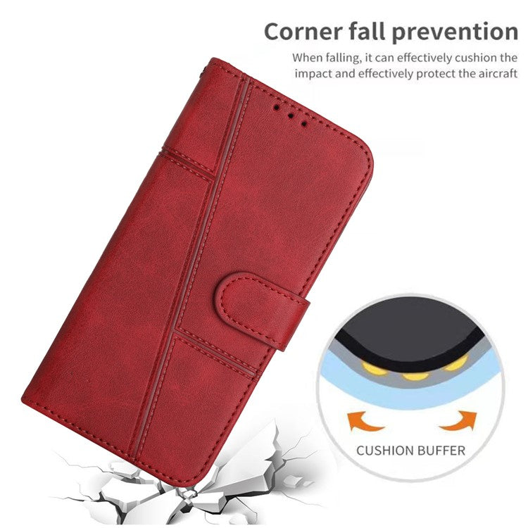 For Motorola Moto G35 5G Case Stand Flip Protective Leather Phone Cover - Red