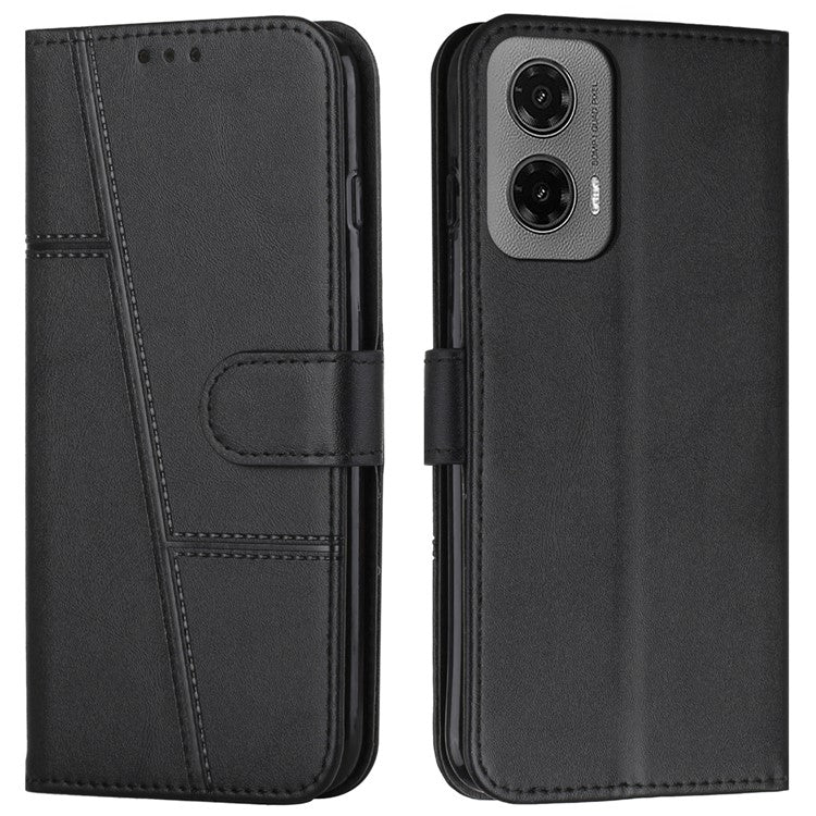 For Motorola Moto G35 5G Case Stand Flip Protective Leather Phone Cover - Black