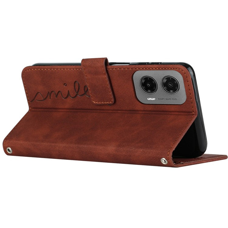For Motorola Moto G35 5G Case Viewing Stand PU Leather Phone Cover Imprinted Pattern - Brown