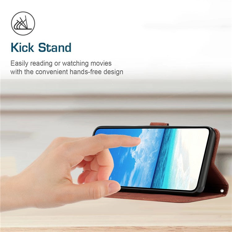 For Motorola Moto G35 5G Case Viewing Stand PU Leather Phone Cover Imprinted Pattern - Brown