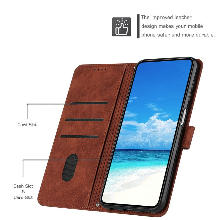 For Motorola Moto G35 5G Case Viewing Stand PU Leather Phone Cover Imprinted Pattern - Brown