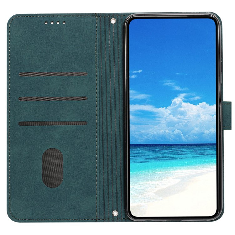 For Motorola Moto G35 5G Case Viewing Stand PU Leather Phone Cover Imprinted Pattern - Green