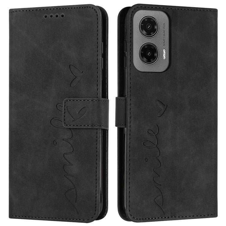 For Motorola Moto G35 5G Case Viewing Stand PU Leather Phone Cover Imprinted Pattern - Black