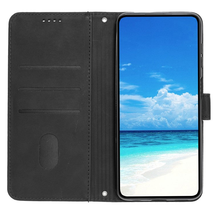 For Motorola Moto G35 5G Case Viewing Stand PU Leather Phone Cover Imprinted Pattern - Black
