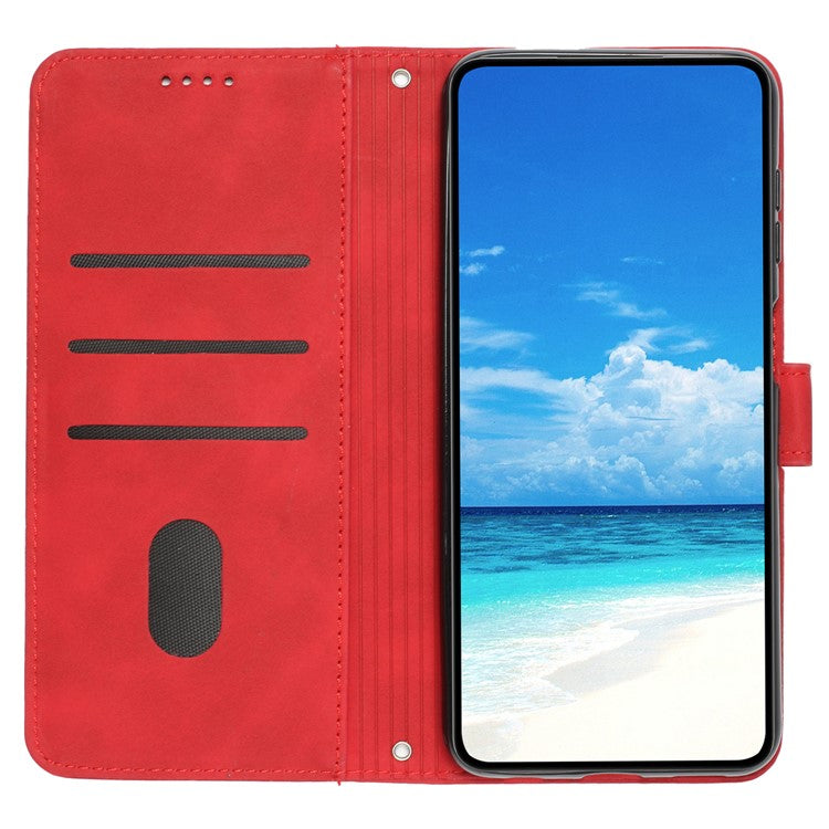 For Motorola Moto G35 5G Case Viewing Stand PU Leather Phone Cover Imprinted Pattern - Red