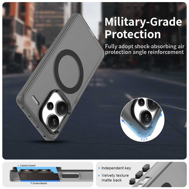 For Xiaomi Redmi Note 13 Pro+ 5G Case Compatible with MagSafe PC+TPU+PET Anti-Drop Phone Cover - Black