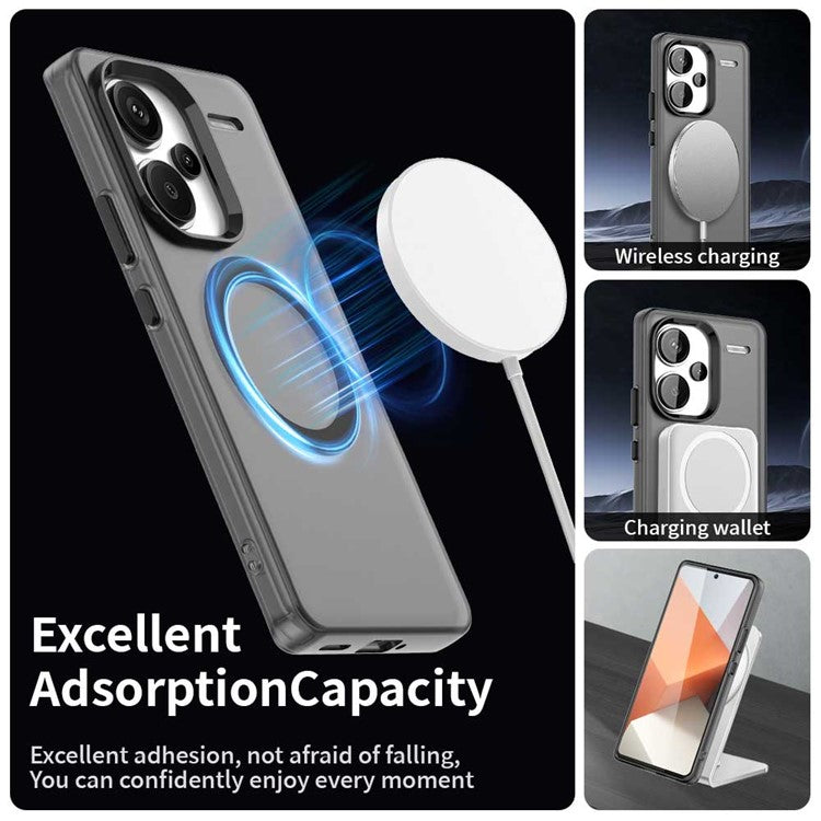 For Xiaomi Redmi Note 13 Pro+ 5G Case Compatible with MagSafe PC+TPU+PET Anti-Drop Phone Cover - Black