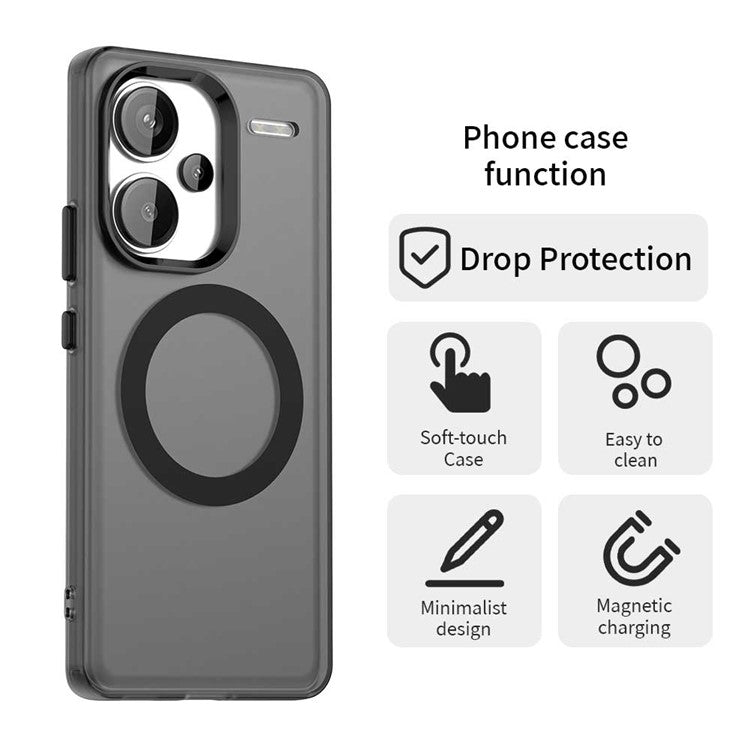 For Xiaomi Redmi Note 13 Pro+ 5G Case Compatible with MagSafe PC+TPU+PET Anti-Drop Phone Cover - Black