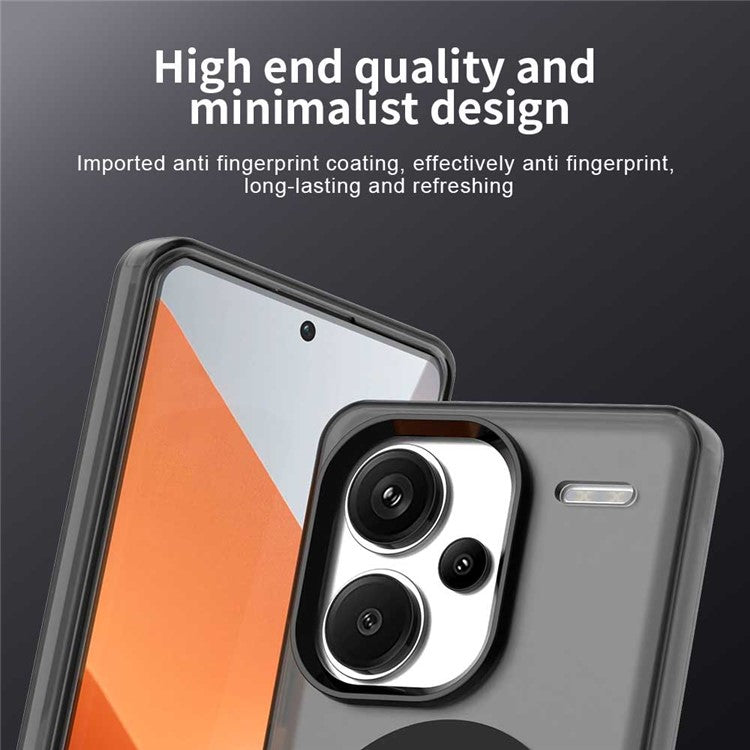 For Xiaomi Redmi Note 13 Pro+ 5G Case Compatible with MagSafe PC+TPU+PET Anti-Drop Phone Cover - Black