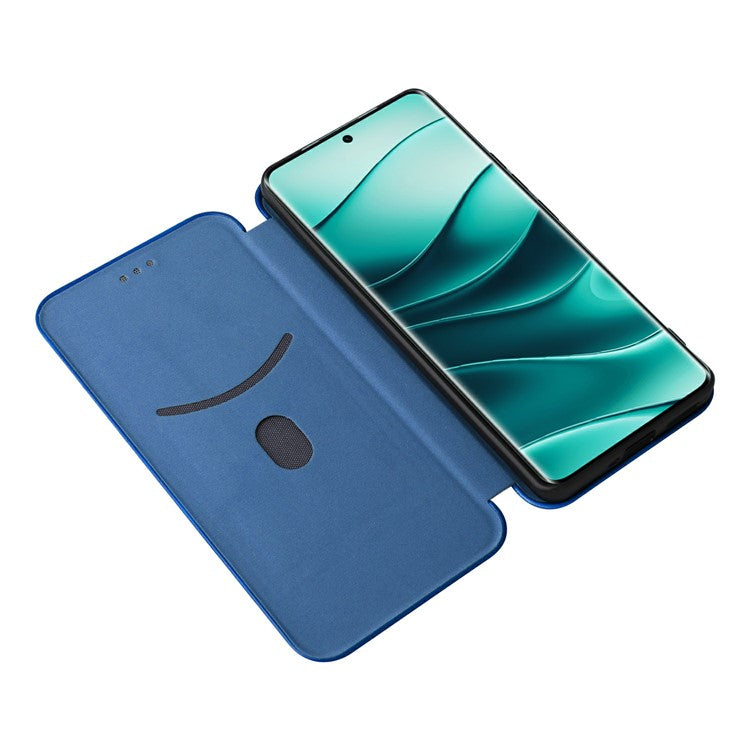 For Xiaomi Redmi Note 14 Pro 5G / Poco X7 5G Case Carbon Fiber Texture Drop-Proof PU Leather Phone Cover - Blue
