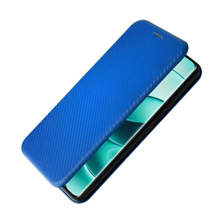 For Xiaomi Redmi Note 14 Pro 5G / Poco X7 5G Case Carbon Fiber Texture Drop-Proof PU Leather Phone Cover - Blue