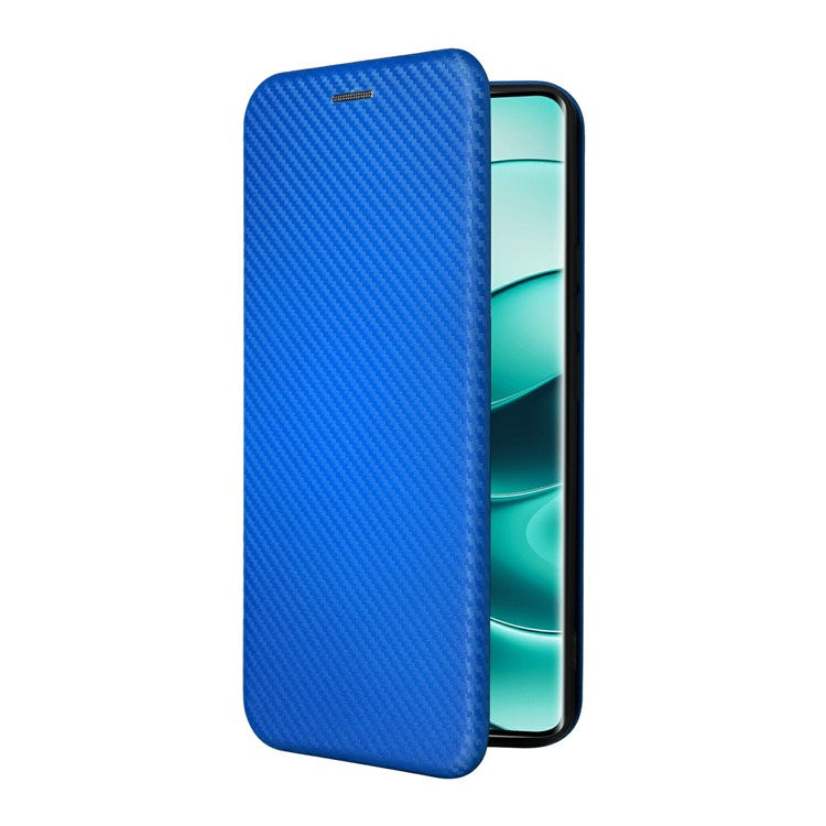 For Xiaomi Redmi Note 14 Pro 5G / Poco X7 5G Case Carbon Fiber Texture Drop-Proof PU Leather Phone Cover - Blue