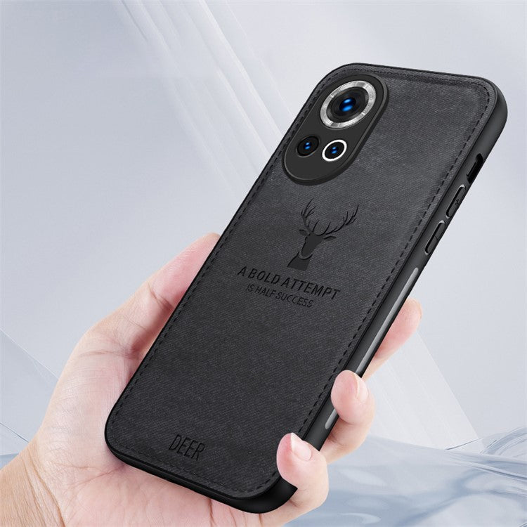 For Huawei nova 13 5G Case Deer Pattern Cloth Texture PU Leather Hybrid Phone Cover - Grey