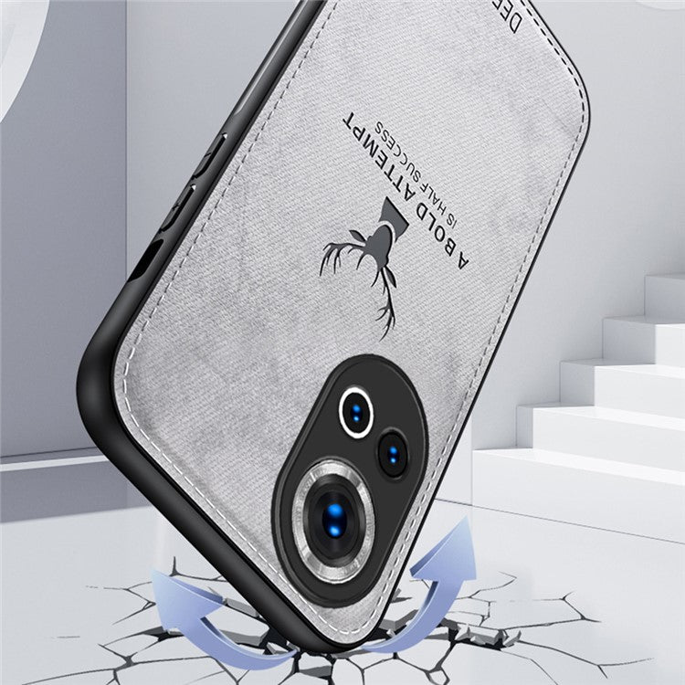 For Huawei nova 13 5G Case Deer Pattern Cloth Texture PU Leather Hybrid Phone Cover - Grey