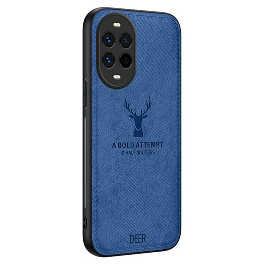 For Huawei nova 13 Pro 5G Case Deer Pattern Cloth Texture PU Leather Hybrid Phone Cover - Blue