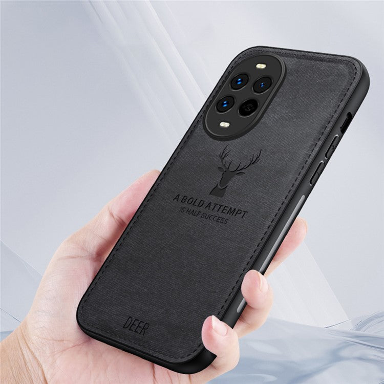 For Huawei nova 13 Pro 5G Case Deer Pattern Cloth Texture PU Leather Hybrid Phone Cover - Blue