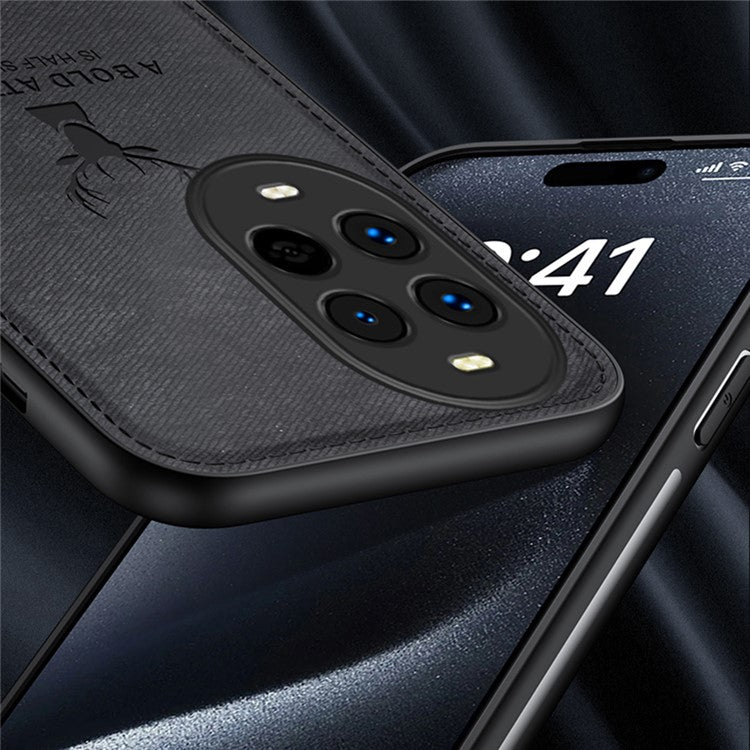 For Huawei nova 13 Pro 5G Case Deer Pattern Cloth Texture PU Leather Hybrid Phone Cover - Blue