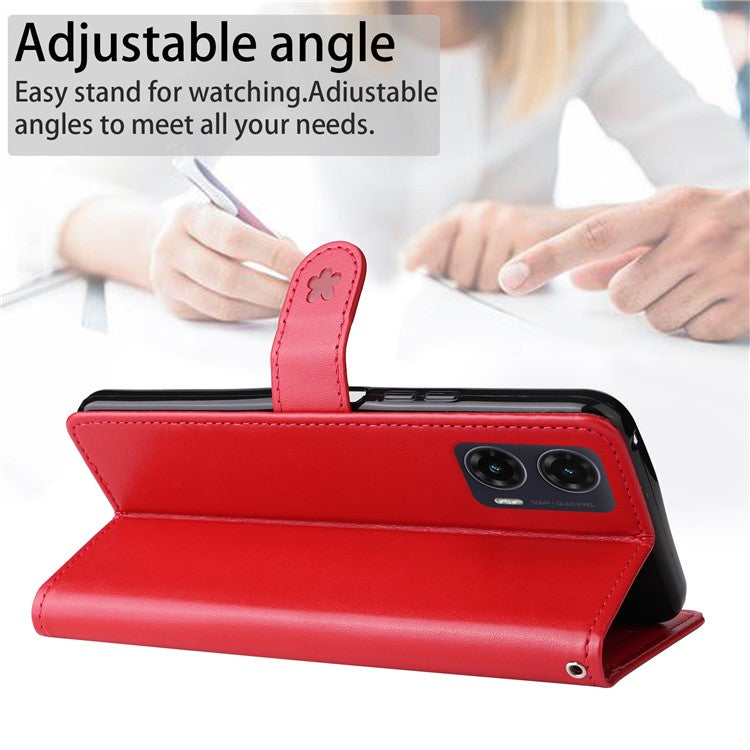 For Motorola Moto G35 5G Case Cat Bee Pattern Leather Phone Cover - Red