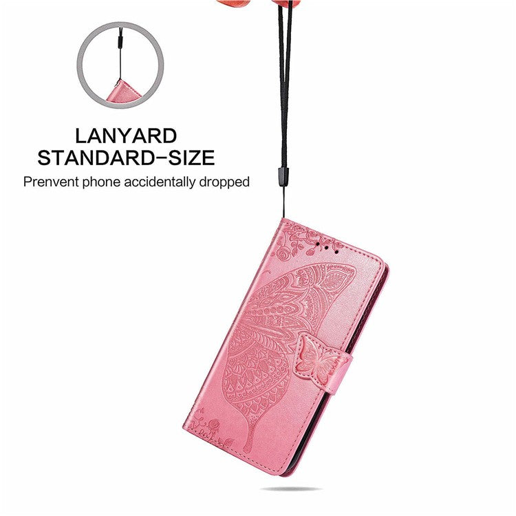 For Motorola Moto G35 5G Case PU Leather Wallet Phone Cover Butterfly Pattern - Pink