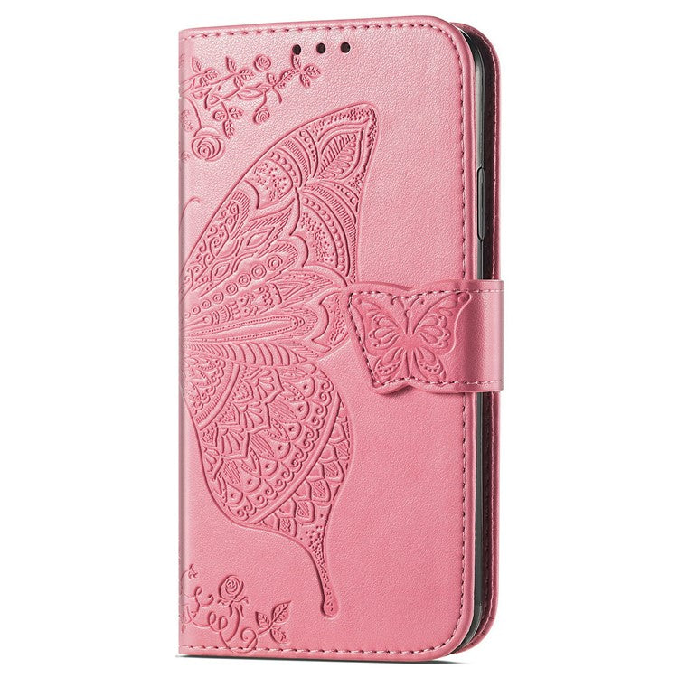 For Motorola Moto G35 5G Case PU Leather Wallet Phone Cover Butterfly Pattern - Pink