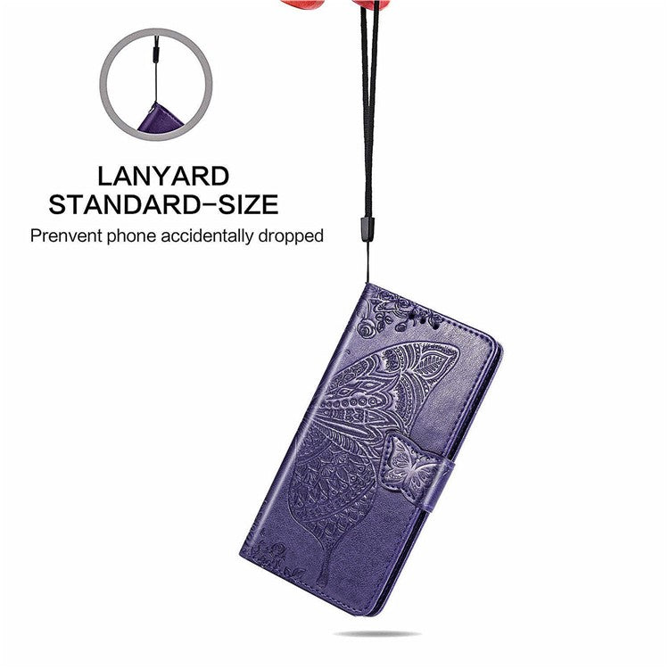 For Motorola Moto G35 5G Case PU Leather Wallet Phone Cover Butterfly Pattern - Dark Purple