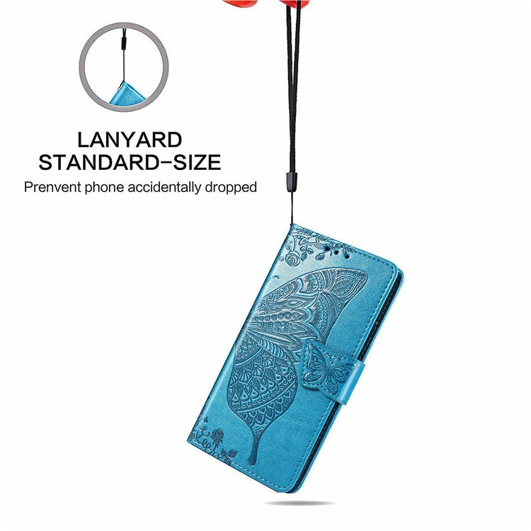 For Motorola Moto G35 5G Case PU Leather Wallet Phone Cover Butterfly Pattern - Blue