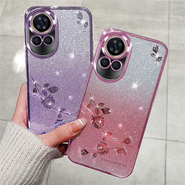 KADEM For Huawei nova 13 Case Flower Pattern TPU Gradient Phone Cover with Lanyards - Blue