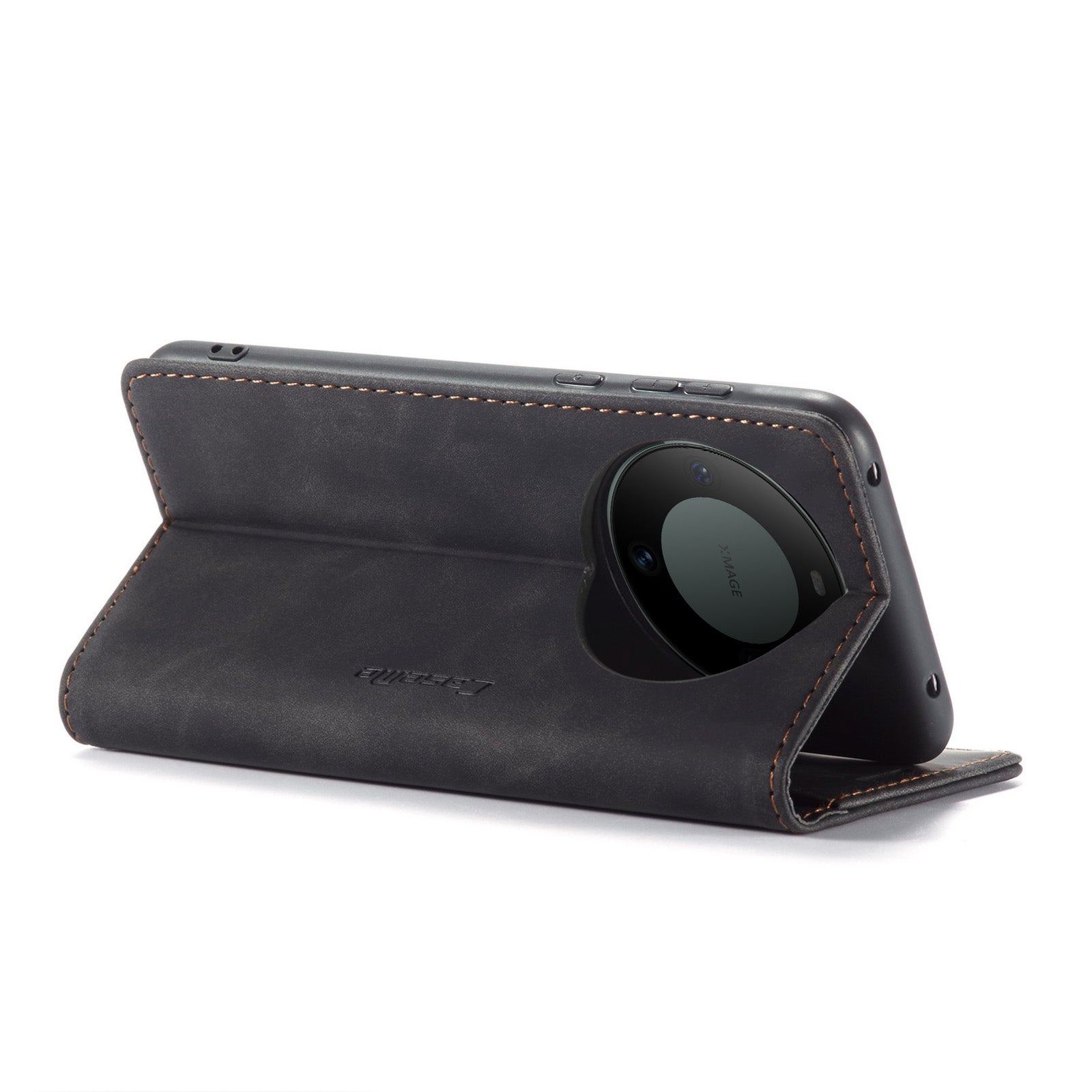 For Huawei Mate 60 Case CASEME 013 Series Card Holder Stand Leather Phone Cover - Black
