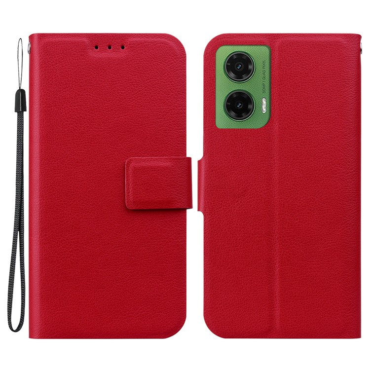 For Motorola Moto G35 5G Case Ultra-Thin PU Leather + TPU Phone Cover with Card Slot - Red