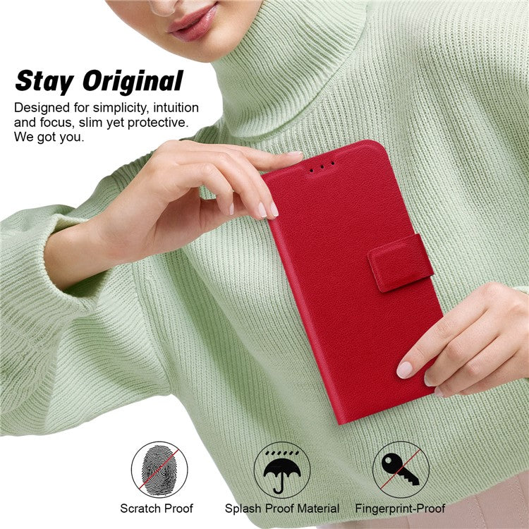 For Motorola Moto G35 5G Case Ultra-Thin PU Leather + TPU Phone Cover with Card Slot - Red