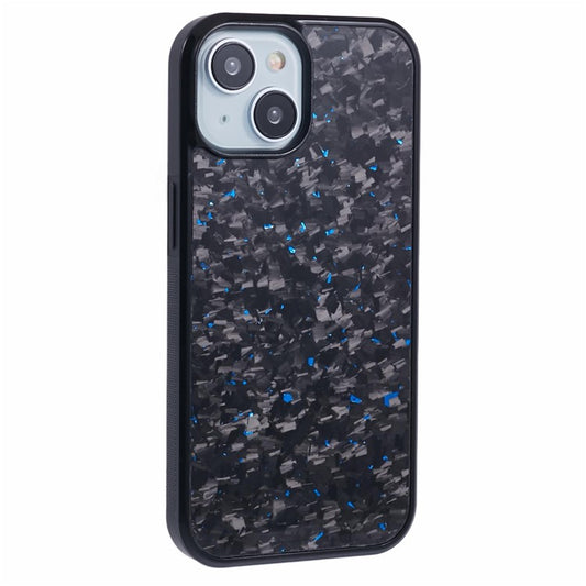 For iPhone 14 Magnetic Case Forged Texture Aramid Fiber+TPU Anti-Slip Phone Cover - Blue