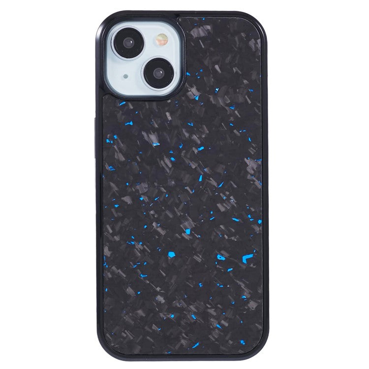 For iPhone 14 Magnetic Case Forged Texture Aramid Fiber+TPU Anti-Slip Phone Cover - Blue